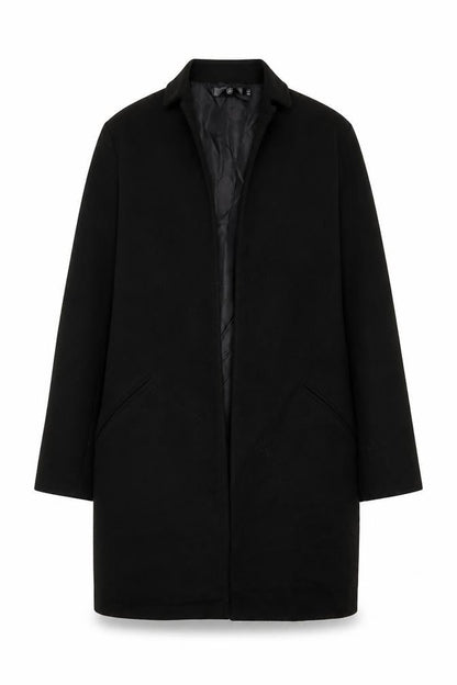 Marks & Spencer Womens Black Overcoat Coat Size 8 - Open