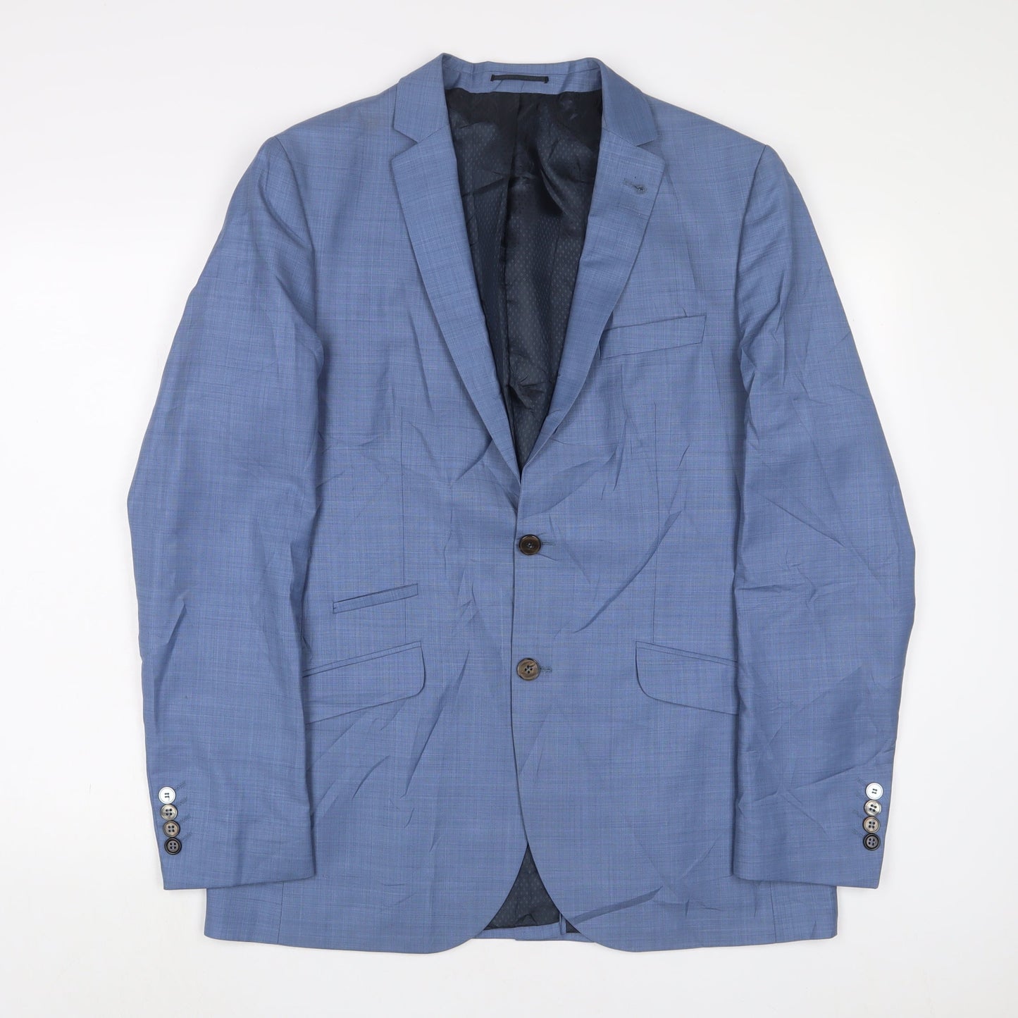 Mens UK Size 42 River Island Regular Blue Suit Jacket