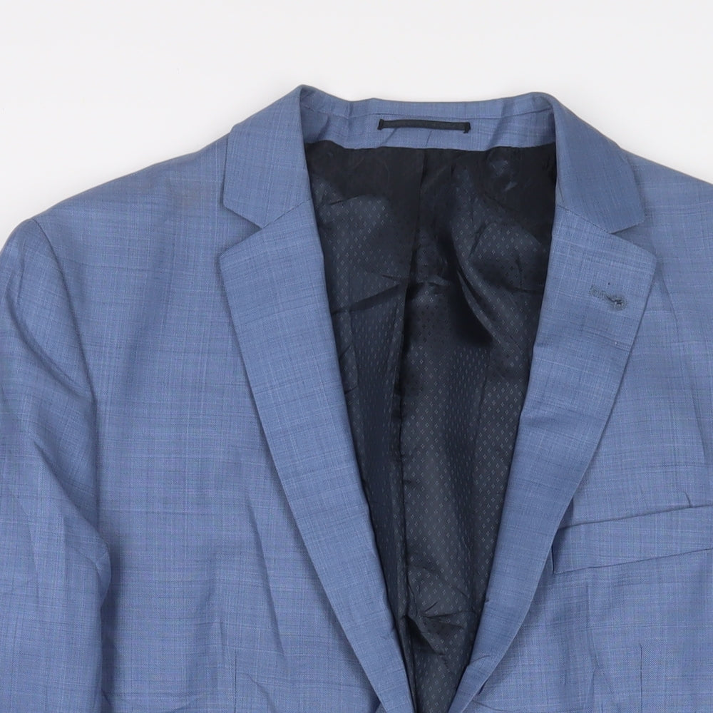 Mens UK Size 42 River Island Regular Blue Suit Jacket
