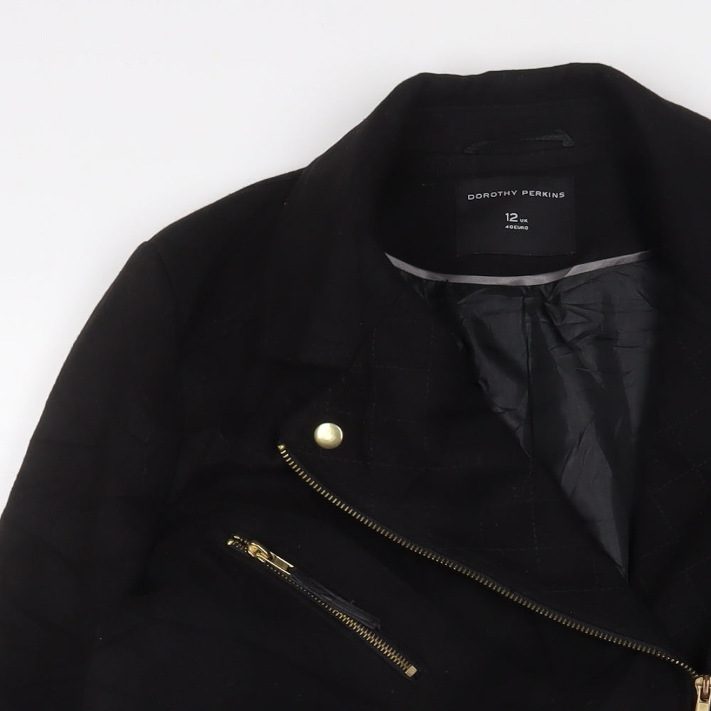 Womens UK Size 12 Dorothy Perkins Black Overcoat