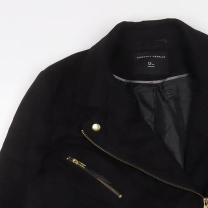 Womens UK Size 12 Dorothy Perkins Black Overcoat
