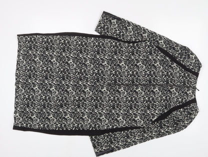 Autograph Womens Black Geometric Cotton Sheath Size 12 Boat Neck Zip