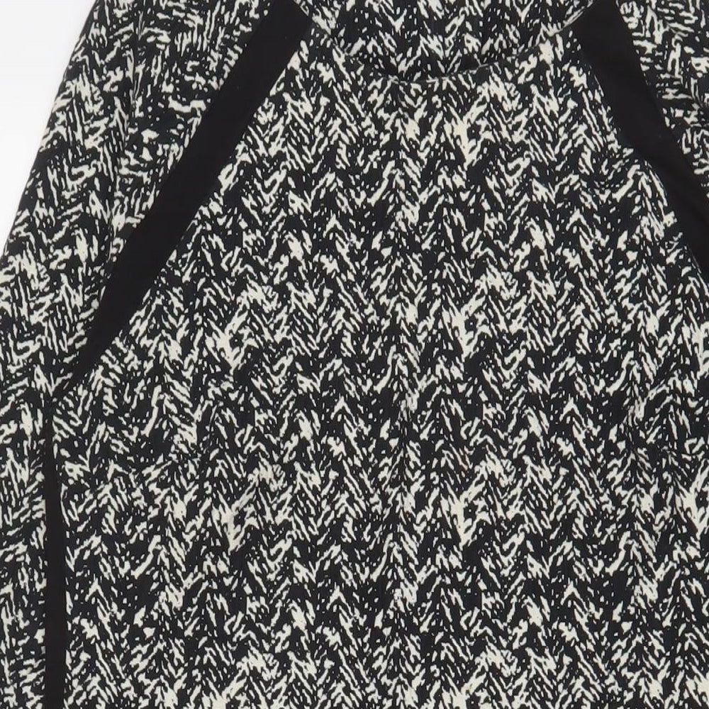 Autograph Womens Black Geometric Cotton Sheath Size 12 Boat Neck Zip