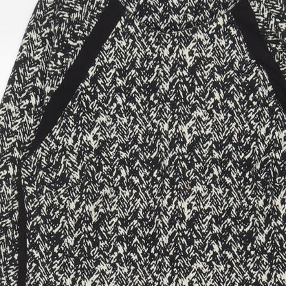 Autograph Womens Black Geometric Cotton Sheath Size 12 Boat Neck Zip