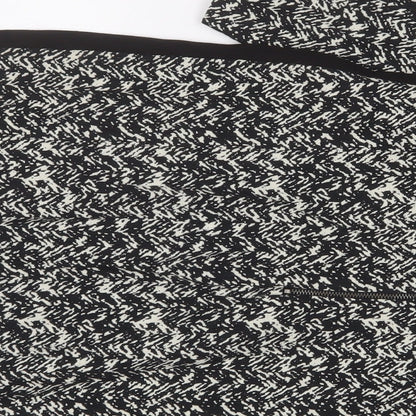 Autograph Womens Black Geometric Cotton Sheath Size 12 Boat Neck Zip