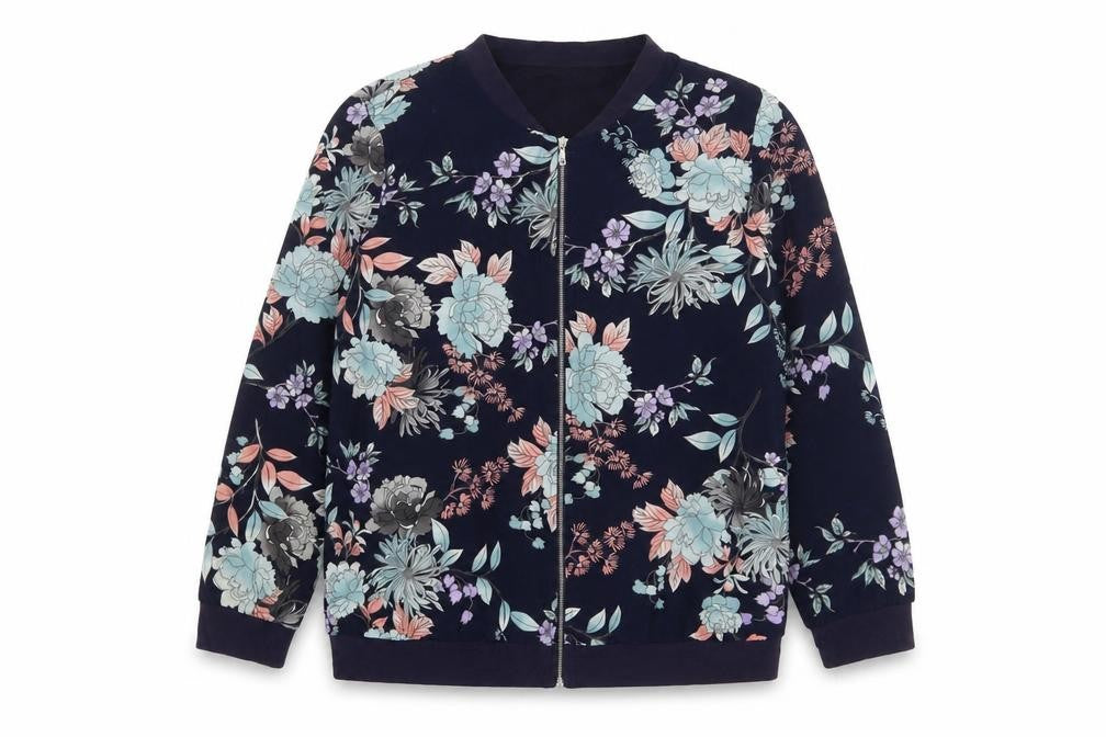 Julipa Womens Blue Floral Jacket Size 16 Zip