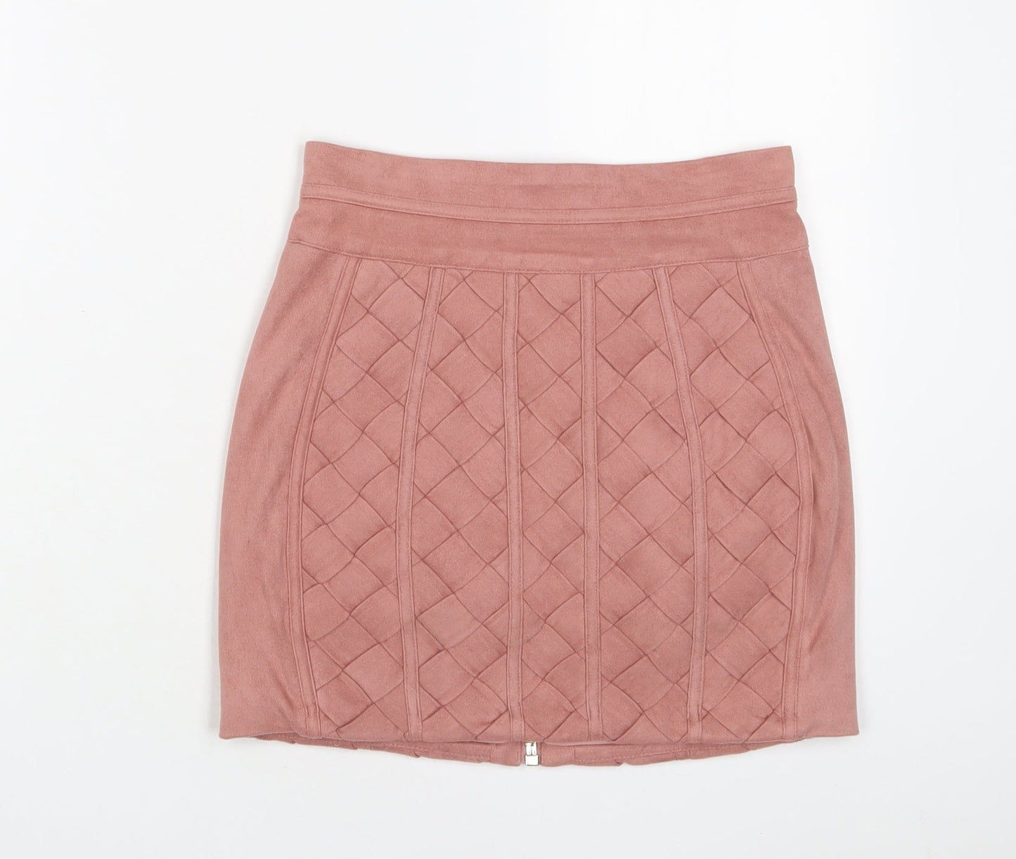 House of London Womens Pink Polyester A-Line Skirt Size S Zip