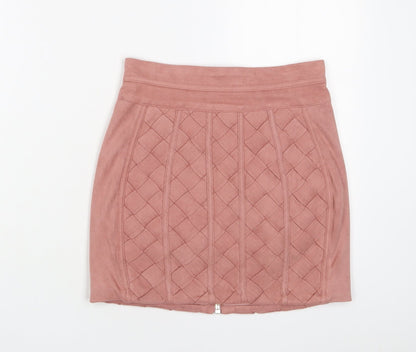 House of London Womens Pink Polyester A-Line Skirt Size S Zip