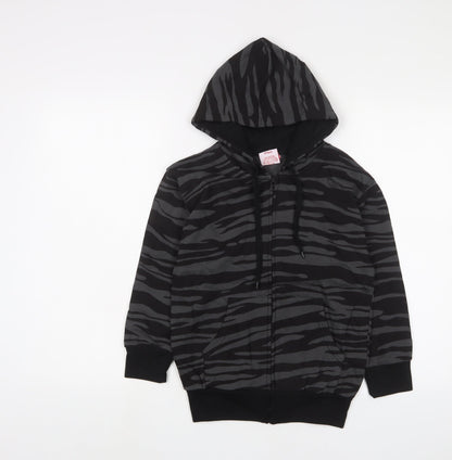 Bubble Boys Grey Animal Print Cotton Full Zip Hoodie Size 8 Years Zip