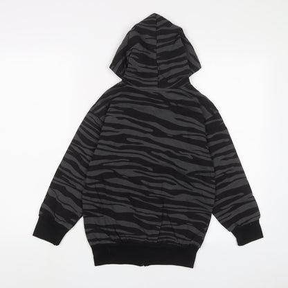 Bubble Boys Grey Animal Print Cotton Full Zip Hoodie Size 8 Years Zip
