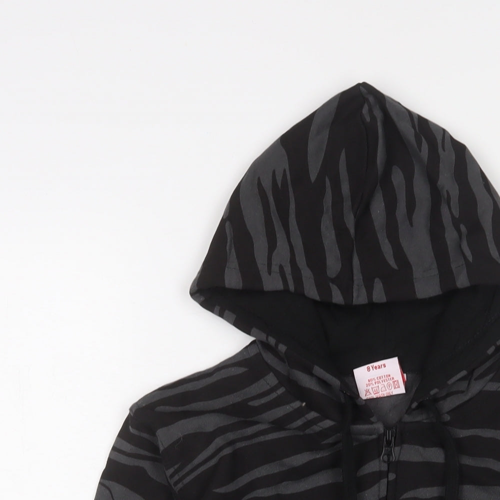 Bubble Boys Grey Animal Print Cotton Full Zip Hoodie Size 8 Years Zip