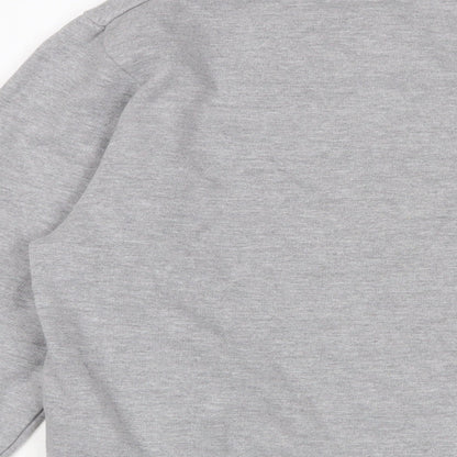 Brand and care label for Mickey Mouse women’s grey cotton pullover sweatshirt, size UK 8, pullover