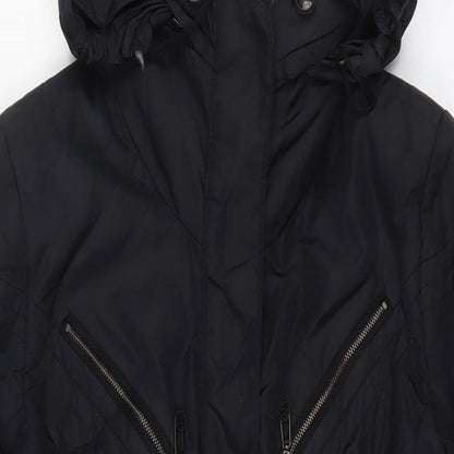 Greenstone Womens Black Jacket Coat Size 8 Zip - Belted