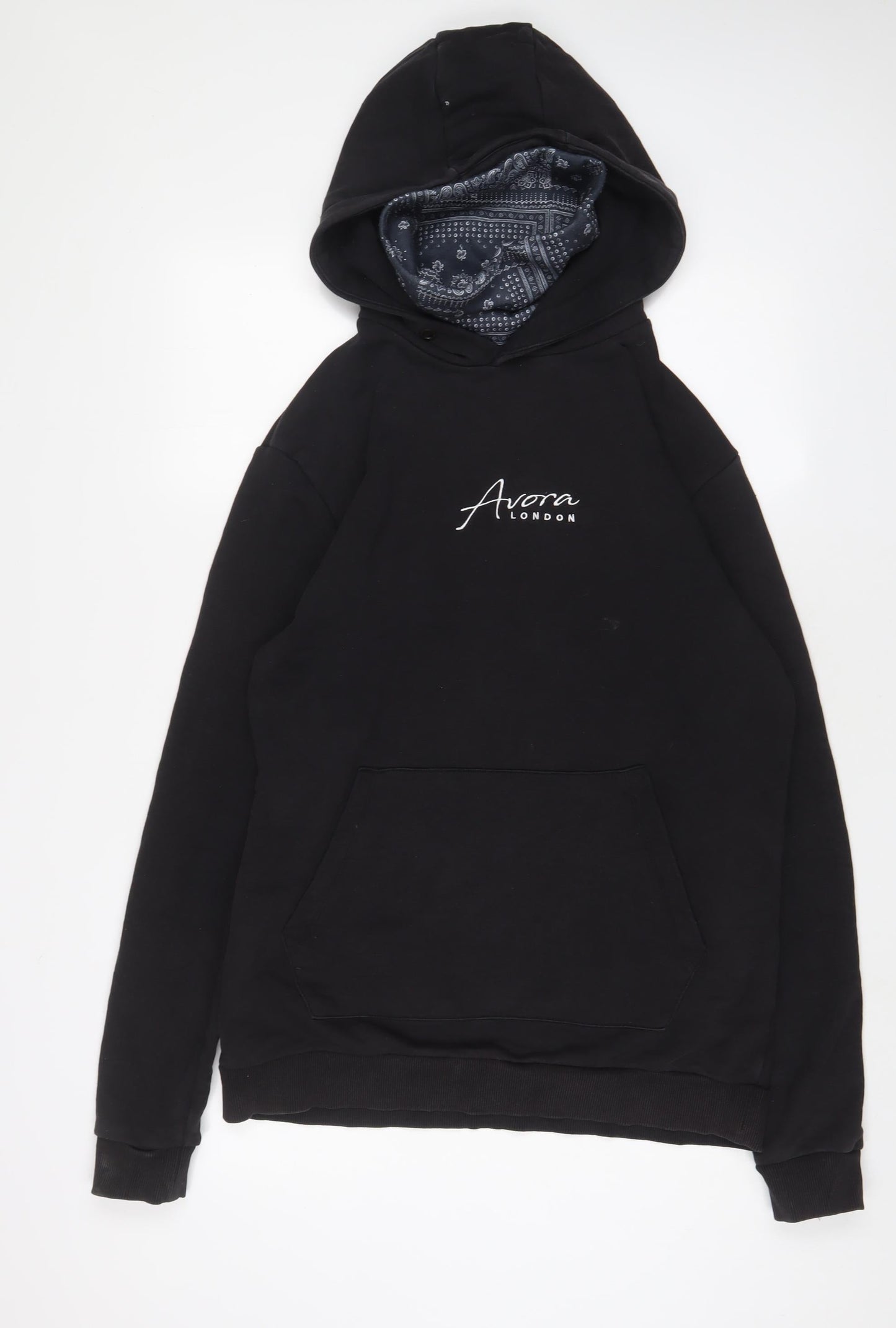 Avora Mens Black Cotton Pullover Hoodie Size XL