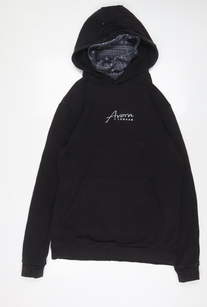 Avora Mens Black Cotton Pullover Hoodie Size XL
