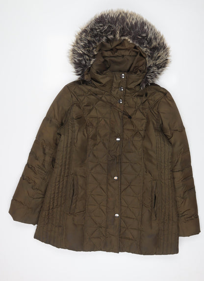 Womens UK Size L London Fog Green Parka Coat