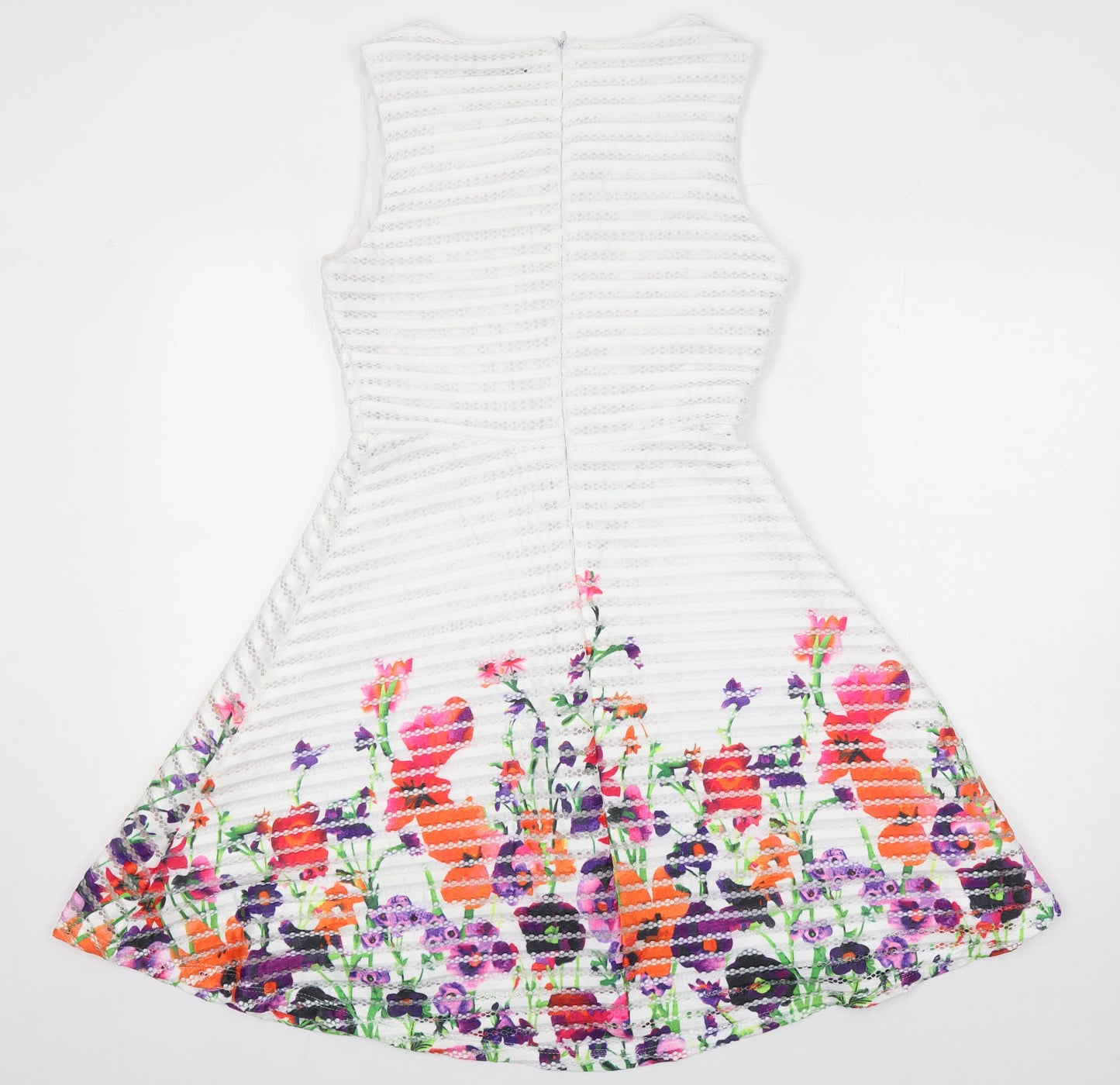 Quiz Womens Multicoloured Floral Polyester Fit & Flare Size 10 Boat Neck Zip