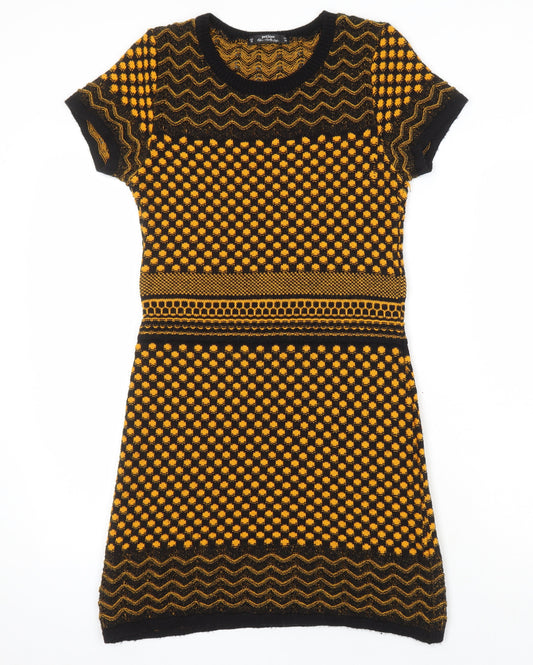 Miss Selfridge Womens Multicoloured Geometric Acrylic Jumper Dress Size 10 Round Neck