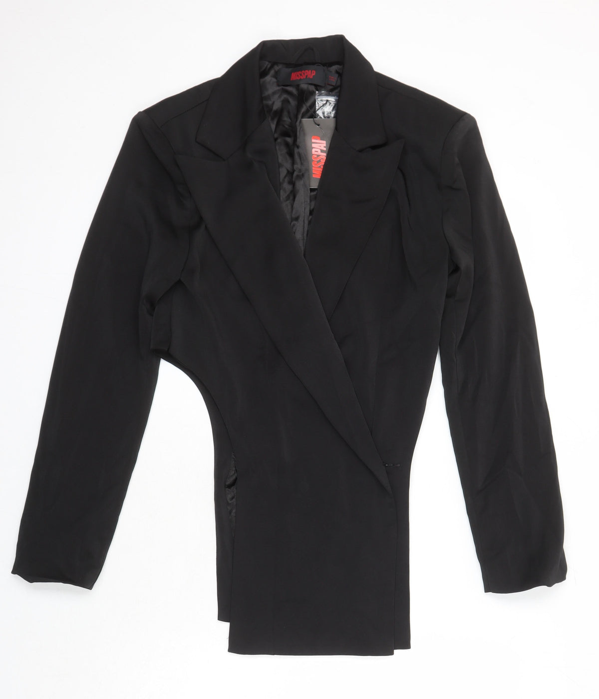 Misshap Womens Black Jacket Blazer Size 12 Button - Cross Front Structured Blazer
