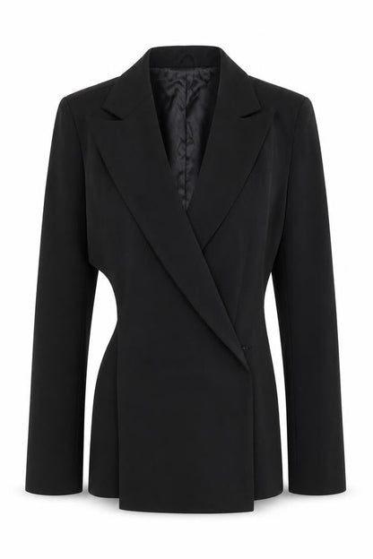 Misshap Womens Black Jacket Blazer Size 12 Button - Cross Front Structured Blazer