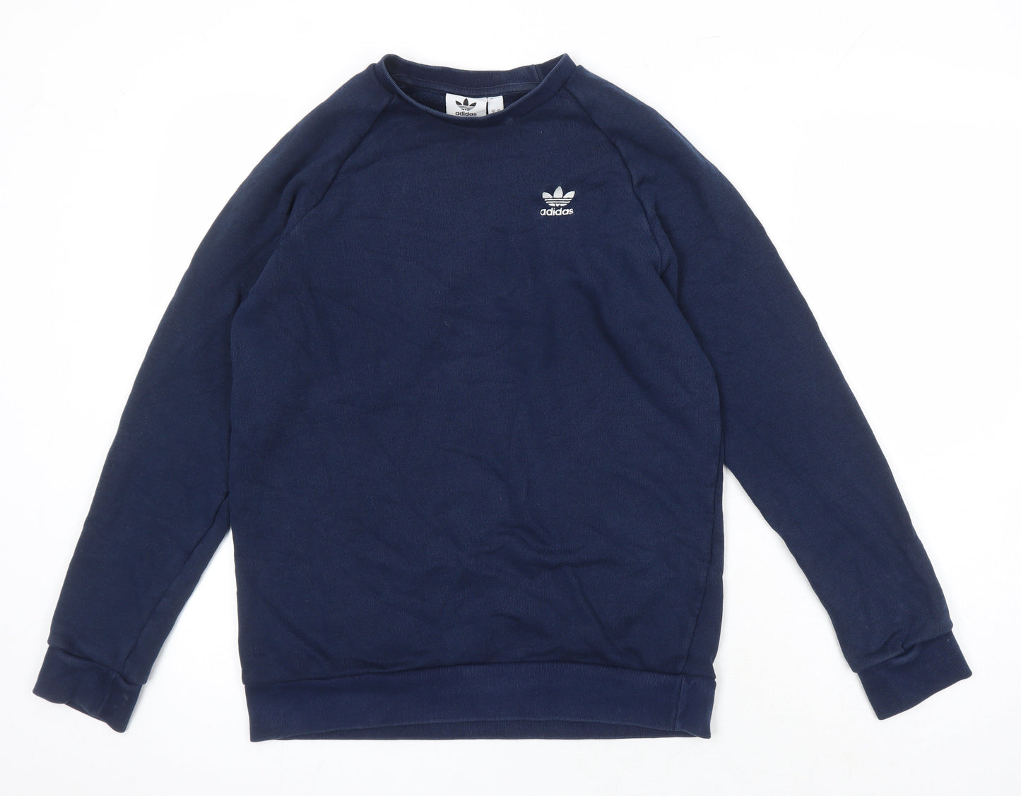 Addidas Mens Blue Cotton Pullover Sweatshirt Size S