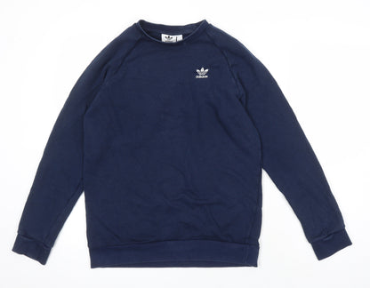 Addidas Mens Blue Cotton Pullover Sweatshirt Size S