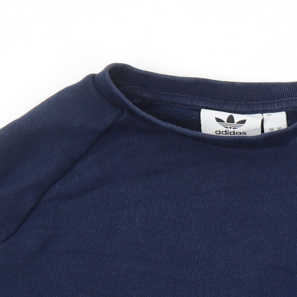 Addidas Mens Blue Cotton Pullover Sweatshirt Size S