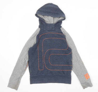 name it Boys Multicoloured Colourblock Cotton Pullover Hoodie Size 9-10 Years