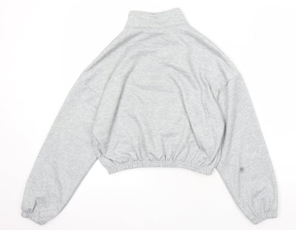 Zaful Womens Grey Cotton Pullover Sweatshirt Size 10 - Elasticated waist, Cropped