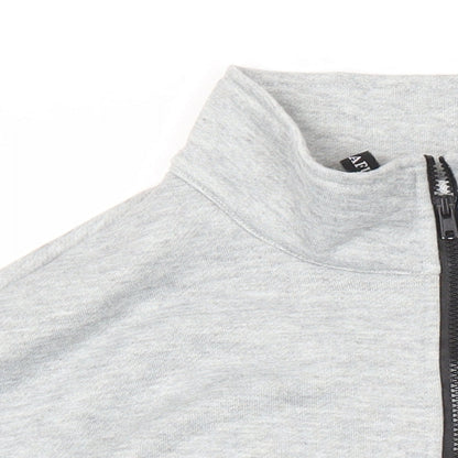 Zaful Womens Grey Cotton Pullover Sweatshirt Size 10 - Elasticated waist, Cropped
