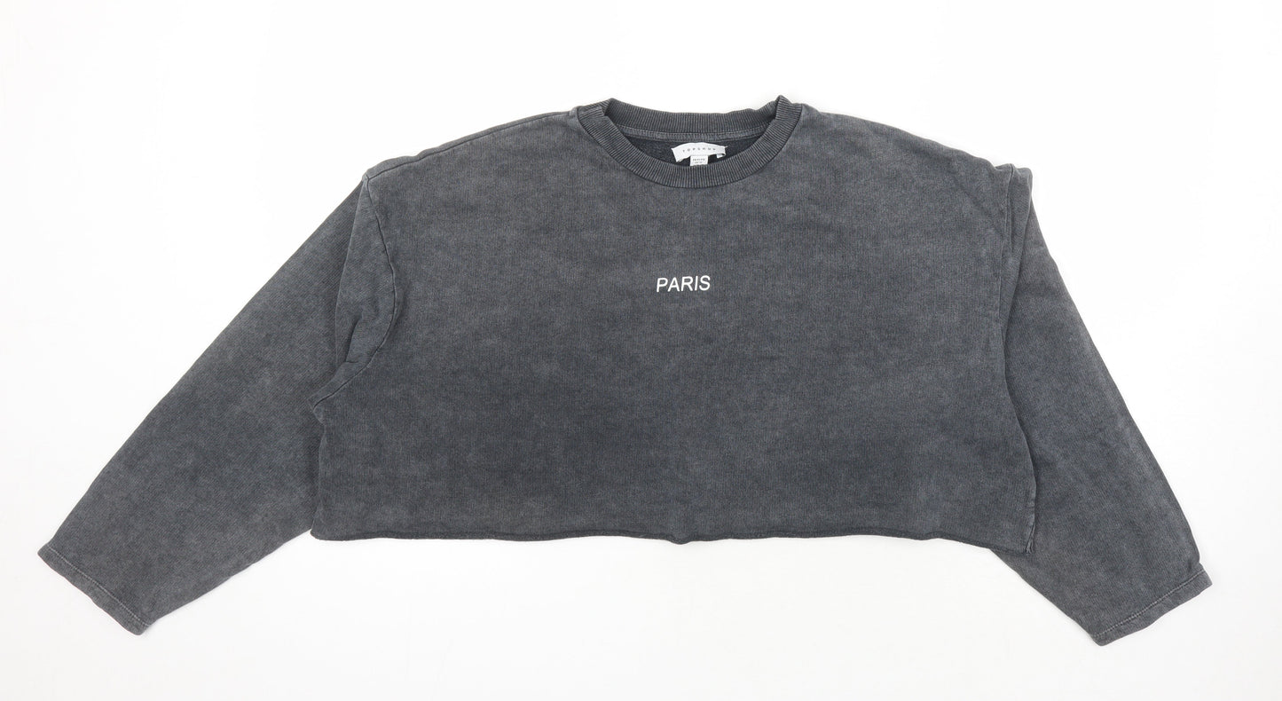 Topshop Womens Grey Cotton Pullover Sweatshirt Size 10 - Paris