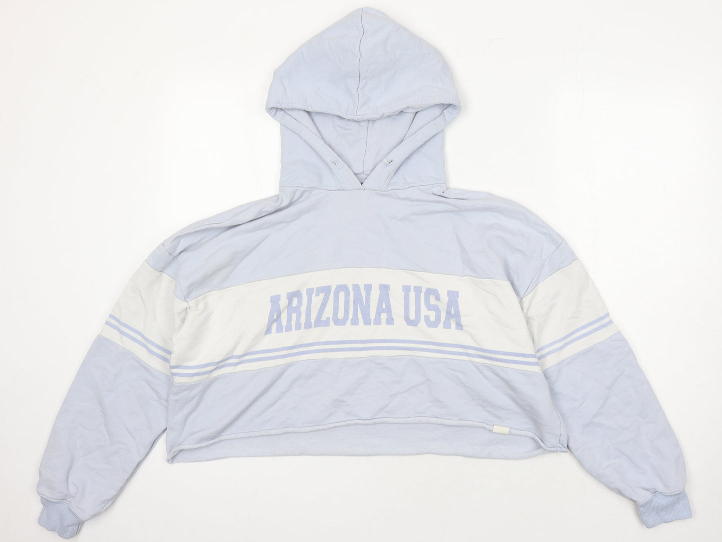 Womens UK Size M Pull & Bear Blue Pullover Hoodie