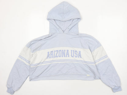 Womens UK Size M Pull & Bear Blue Pullover Hoodie