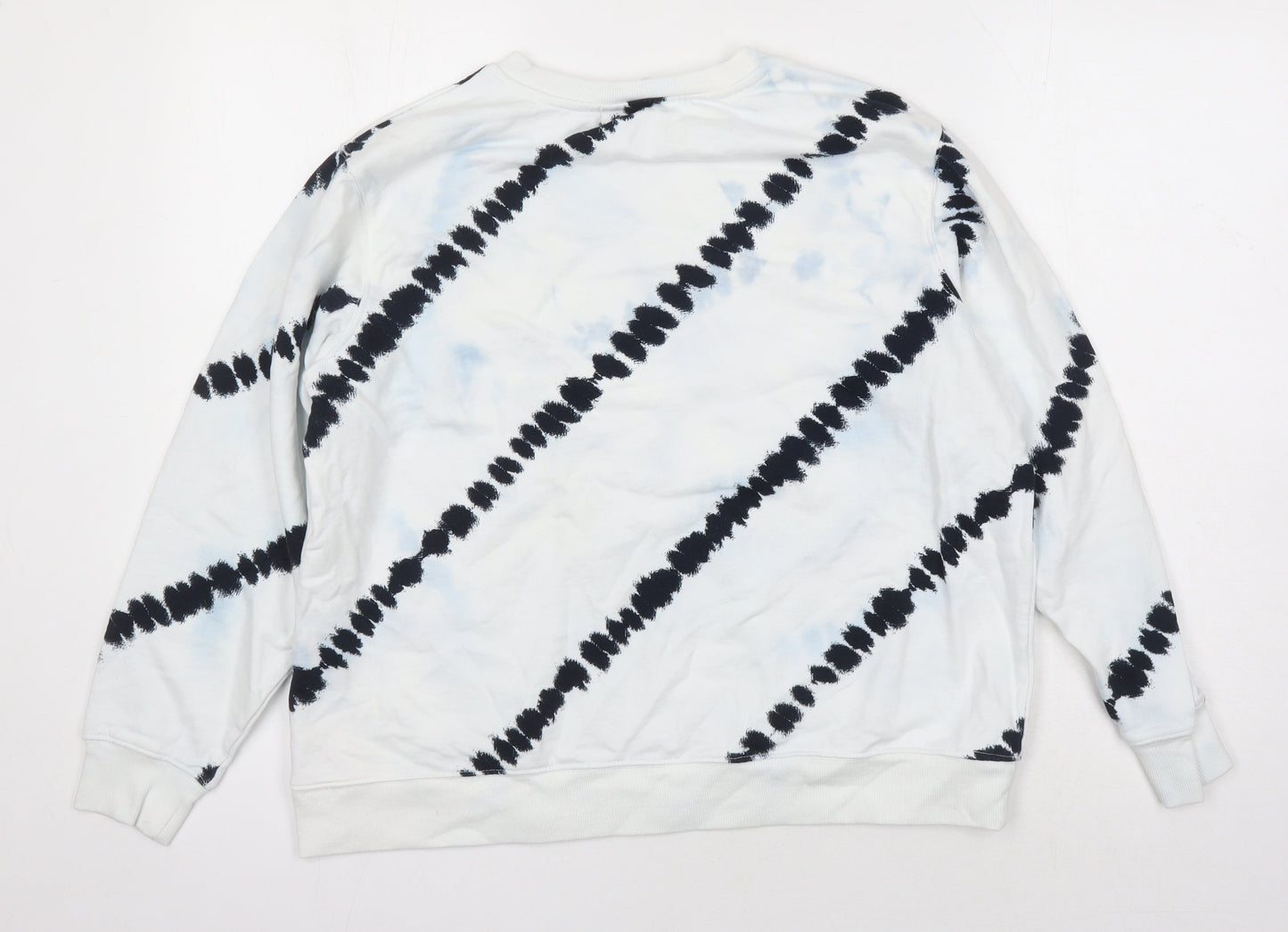 H&M Womens White Geometric Polyester Pullover Hoodie Size L