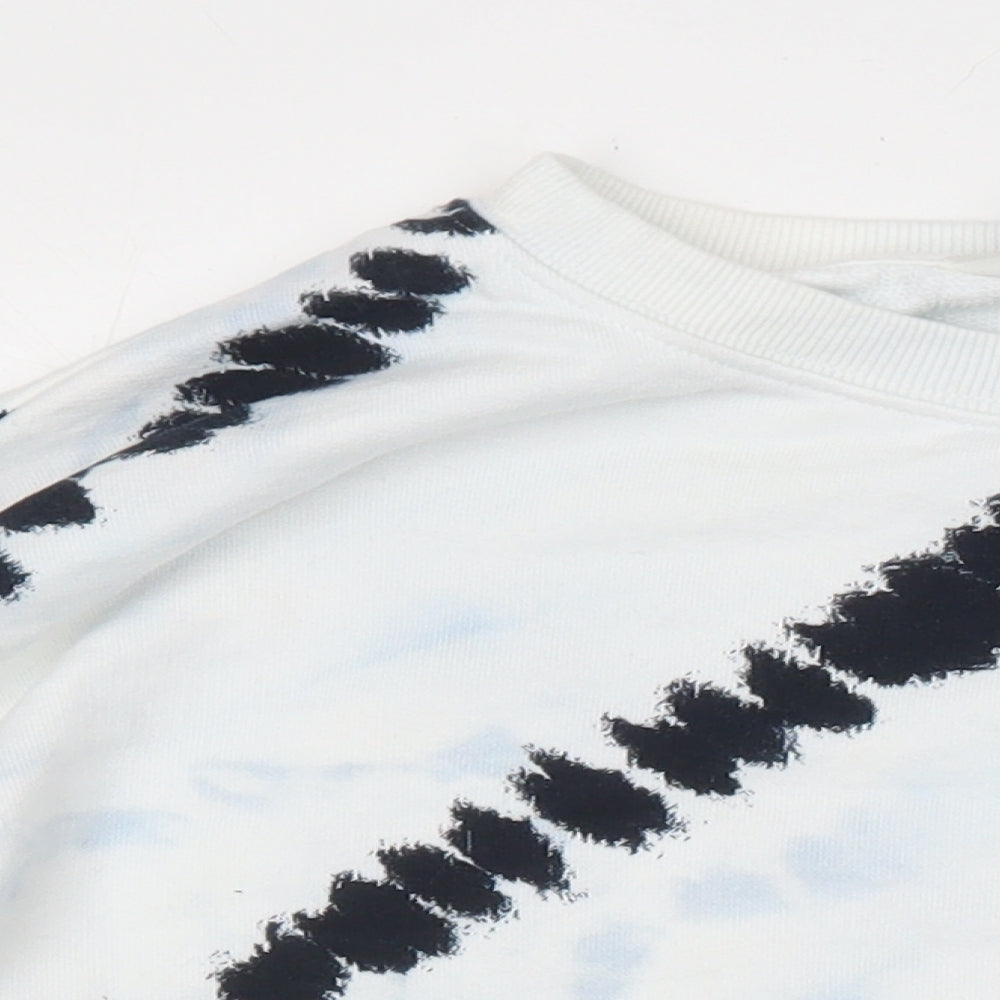 H&M Womens White Geometric Polyester Pullover Hoodie Size L