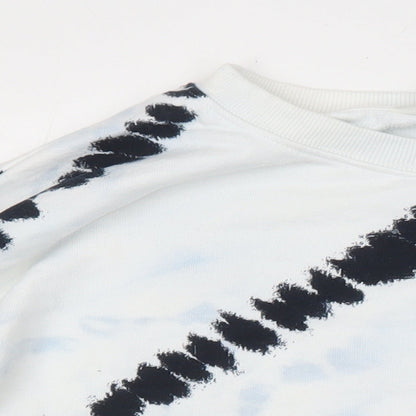 H&M Womens White Geometric Polyester Pullover Hoodie Size L