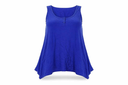 Marks & Spencer Womens Blue Viscose Basic Tank Size 16 Boat Neck