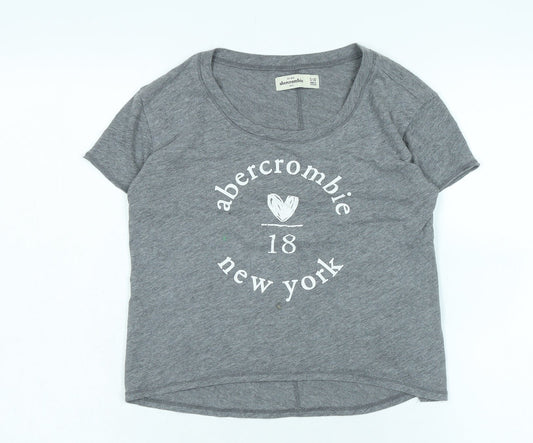 Abercrombie & Fitch Womens Grey Cotton Basic T-Shirt Size 10 Boat Neck