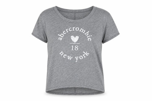 Abercrombie & Fitch Womens Grey Cotton Basic T-Shirt Size 10 Boat Neck