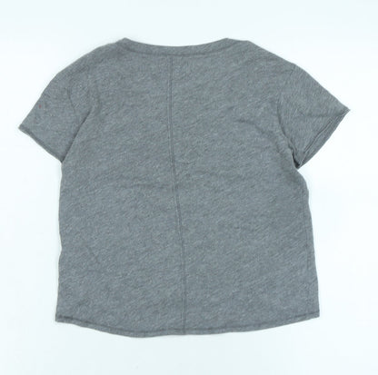 Ambercombe & finch Womens Grey Cotton Basic T-Shirt Size 10 Boat Neck