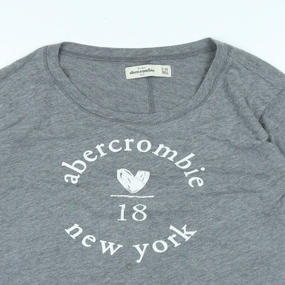 Ambercombe & finch Womens Grey Cotton Basic T-Shirt Size 10 Boat Neck