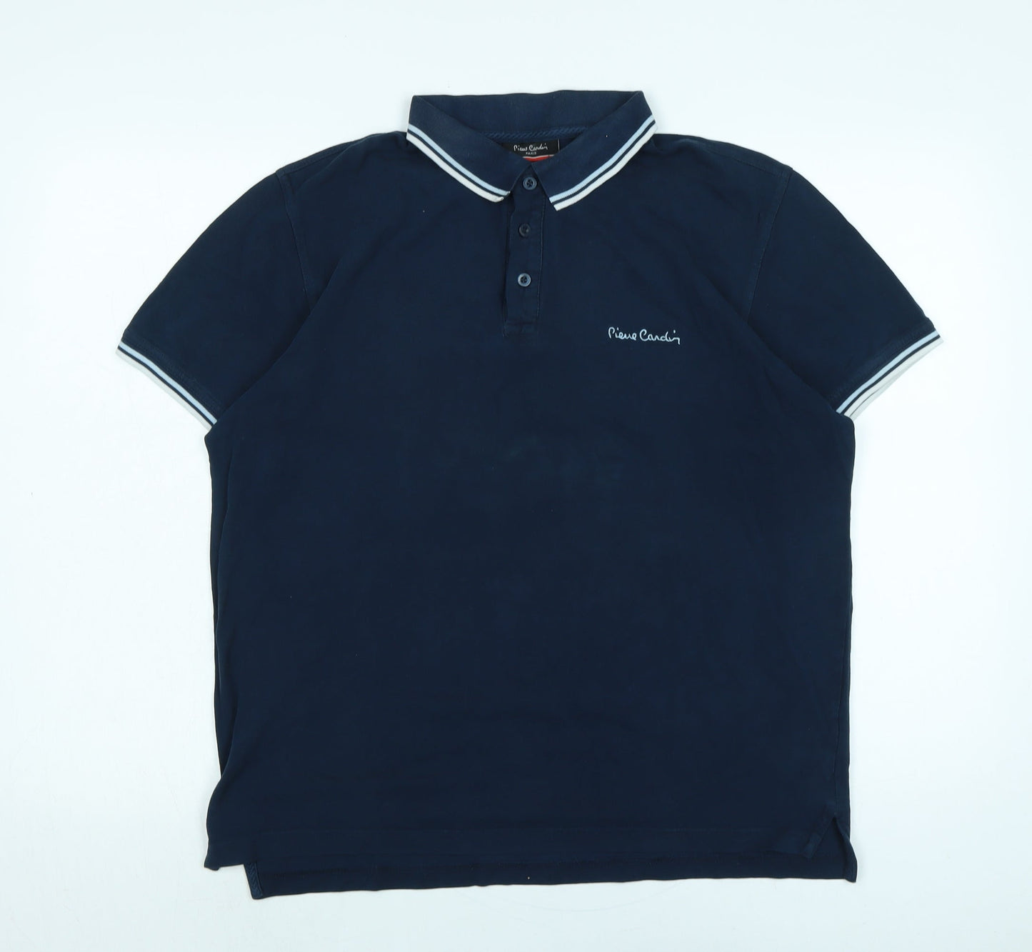 Pierre Carden Mens Blue Cotton T-Shirt Size L Collared