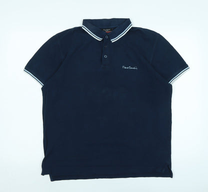 Pierre Carden Mens Blue Cotton T-Shirt Size L Collared