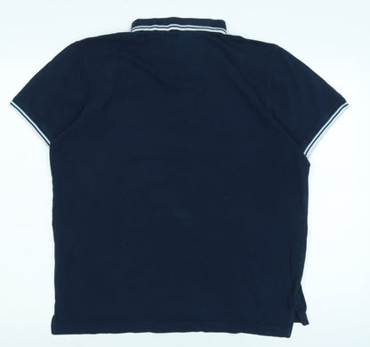 Pierre Carden Mens Blue Cotton T-Shirt Size L Collared