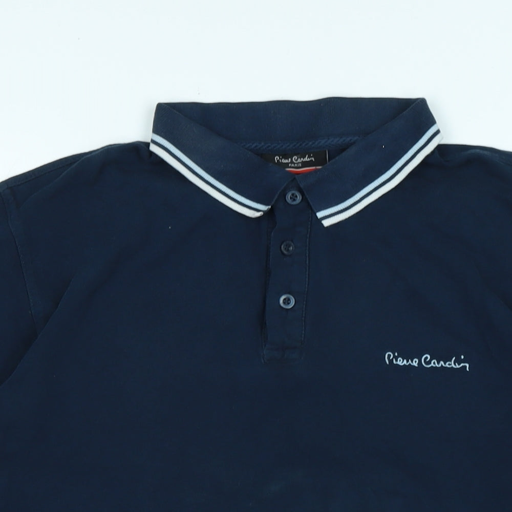 Pierre Carden Mens Blue Cotton T-Shirt Size L Collared