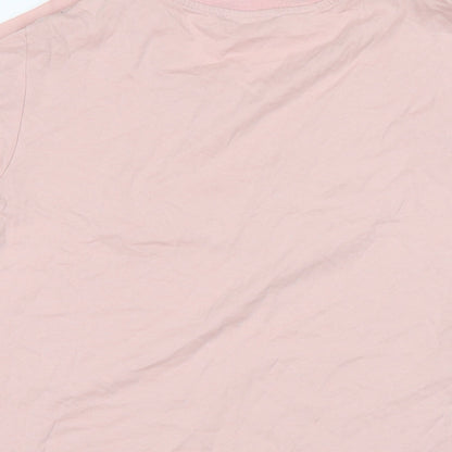 V code Womens Pink Cotton Basic T-Shirt Size L Boat Neck