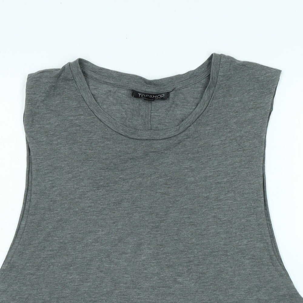 Womens UK Size 12 Topshop Grey Basic Tank