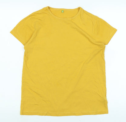 TMill Womens Yellow Cotton Basic T-Shirt Size 10 Crew Neck