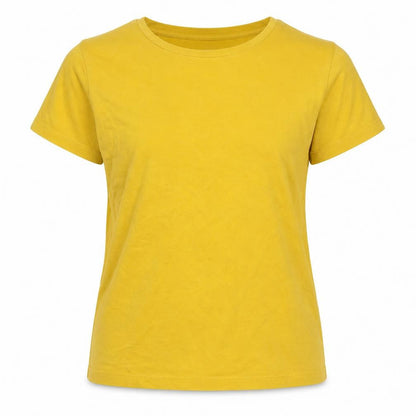 TMill Womens Yellow Cotton Basic T-Shirt Size 10 Crew Neck