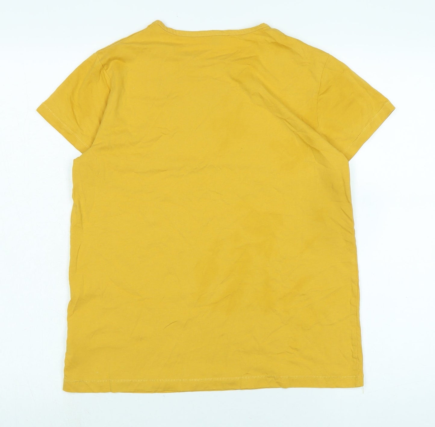 TMill Womens Yellow Cotton Basic T-Shirt Size 10 Crew Neck